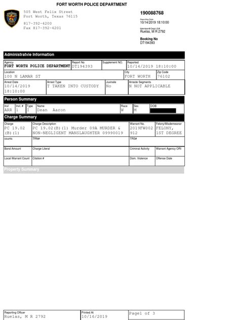 Aaron Dean Arrest Report Redacted Pdf Arrest Race And Ethnicity In The United States Census