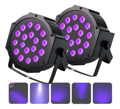 2 Canhão Refletor Par Led Luz Negra Neon Uv 18 Leds Dmx Dj