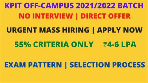 Kpit Off Campus Batch No Interview Lpa Expected