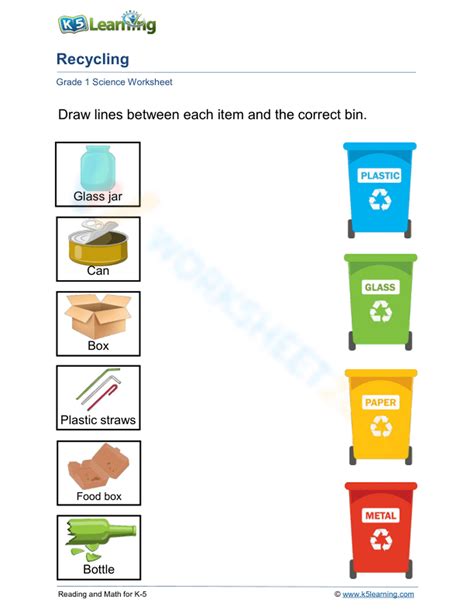 Grade 1 Conservation Of Resources Recycling 3 Worksheet