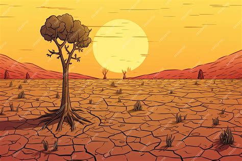 Premium Ai Image Devastating Drought Illustration Generative Ai