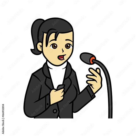 Cartoon Female Public Speaking Vector Illustration Stock Vector | Adobe ...