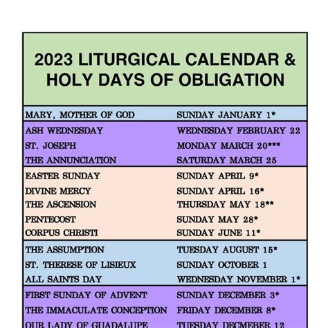 2023 Liturgical Calendar - Etsy