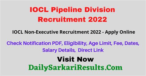 IOCL Pipeline Division Non Executive Recruitment 2022 Apply Now