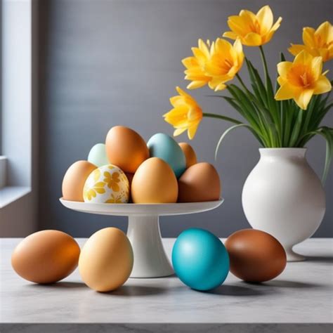 Premium Photo Easter Still Life With Eggs In A Nest And Spring Fresh