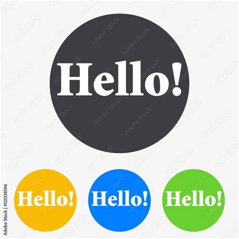 Icono Plano Texto Hello En Circulo Varios Colores Stock Vector Adobe Stock