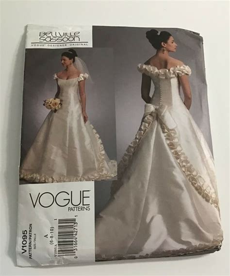 Vogue 1095 Bellville Sassoon Pattern Ruffled Bridal Wedding Gown Uncut