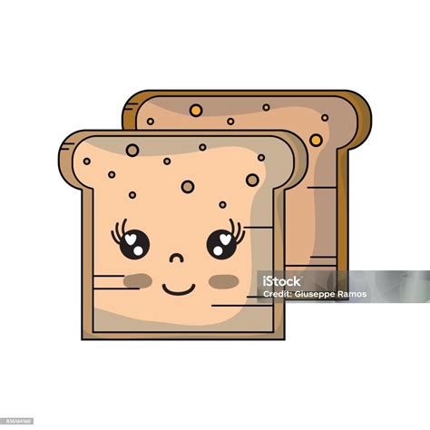 Kawaii Cute Tender Breads Nutrition Stock Illustration Download Image