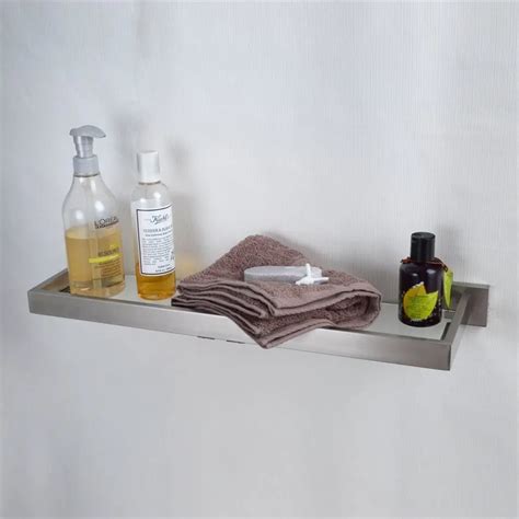 Towel Rack With Shelf Brushed Nickel - Bathroom Double Wall Shelf ...