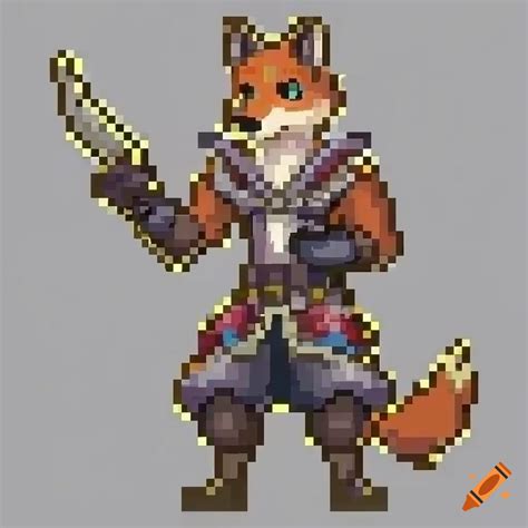 Pixel Art Of A Cute Male Fox Furry Hero