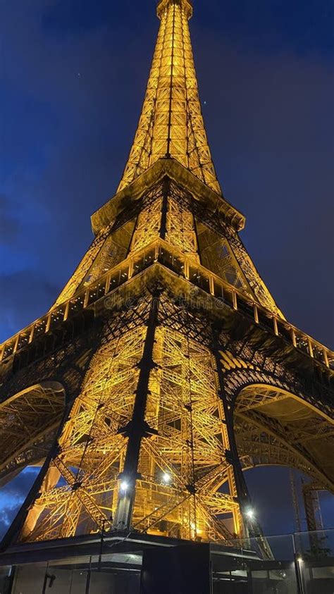 Eiffel Tower at Night on Top O the Hour with Illumination Editorial Stock Image - Image of stone ...