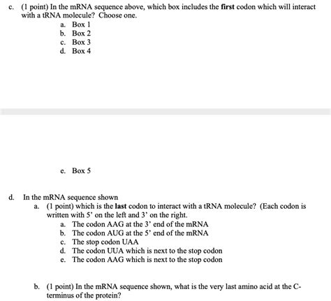 Solved 2. The same mRNA is shown below, with some parts of | Chegg.com 