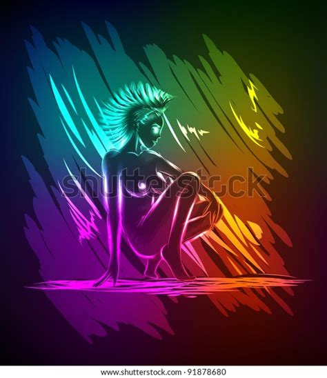 Neon Nude Woman Stock Vector Royalty Free Shutterstock