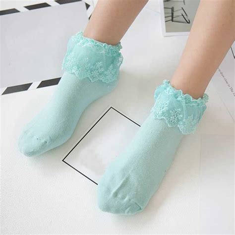 Buy Women Lace Ankle Sock Vintage Ruffles Frilly Cute Floral Cotton