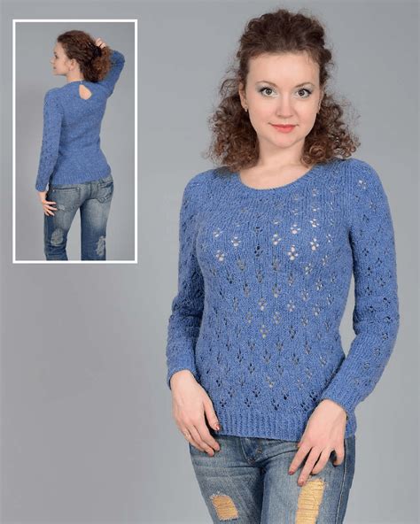 Free Knitting Patterns Pullover With Eyelet Pattern