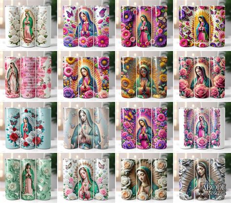 Virgen De Guadalupe Tumbler Wrap Bundle 20 Oz Skinny Straight Tumbler