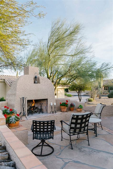 "Patio In The Desert" by Stocksy Contributor "Raymond Forbes LLC" - Stocksy