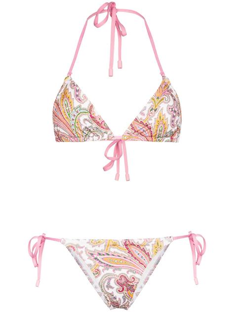 Buy Zimmermann Teddy Paisley Print Halterneck Bikini Pink At Off