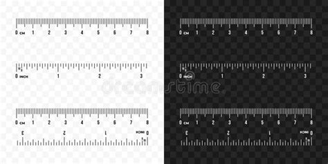 Set of Ruler Scale 8 Cm and 3 Inch Vector Design. Inch and Centimeter ...