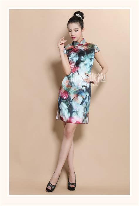 Custom Made Lotus Fantasy Silk Cheongsam Qipao Dress Qipao Cheongsam