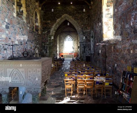 Iona abbey interior worship space Stock Photo - Alamy