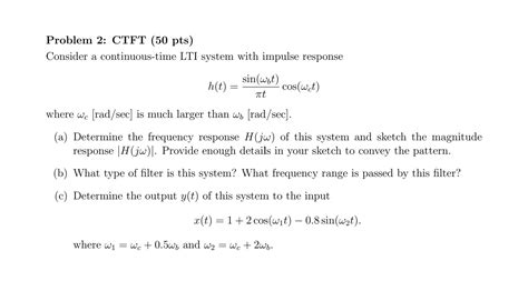 Solved A Determine The Frequency Response H Jw Of This Chegg