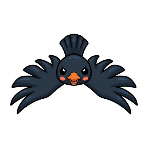 Cute little crow cartoon flying 11953946 Vector Art at Vecteezy