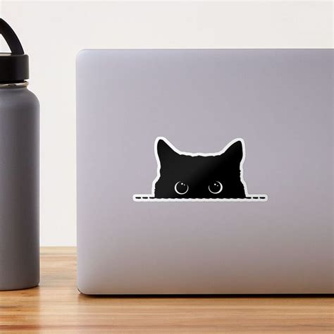 Black Cat Peeking Sticker By Nameonshirt Redbubble