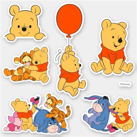 Baby Pooh and Pals Sticker Zazzle Aniversário winnie the pooh