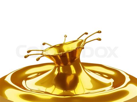 Geschmolzene Gold: Flüssigmetall Spritzer isoliert | Stock Bild | Colourbox