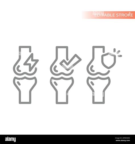 Human Joints Bones Line Vector Icon Set Arthritis Bone And Joint Pain