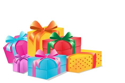 Vector Conjunto De Cajas De Regalo Multicolores Con Arcos Aislado Sobre