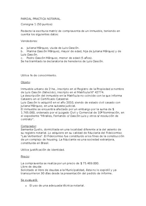 Parcial Practica Notarial PARCIAL PRACTICA NOTARIAL Consigna 1 50