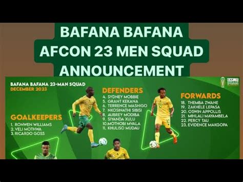 Hugo Broos Announces Final Bafana Bafana Afcon Men Squad Njabulo