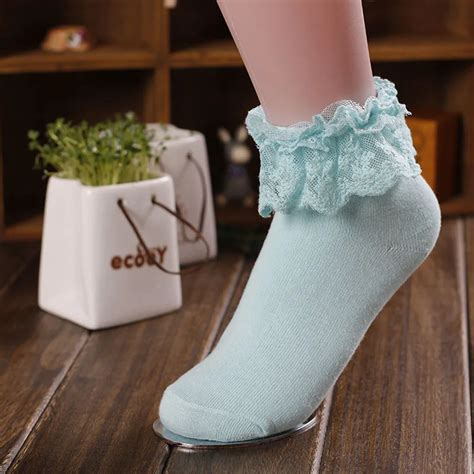 Jaycosin 2018 Fashion Women Vintage Lace Ruffle Frilly Ankle Socks Princess Girl Cotton Knee