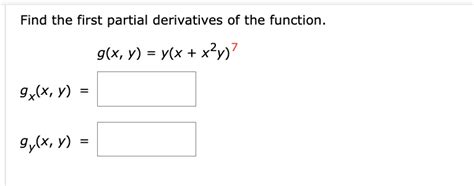 Solved Find The First Partial Derivatives Of The Function