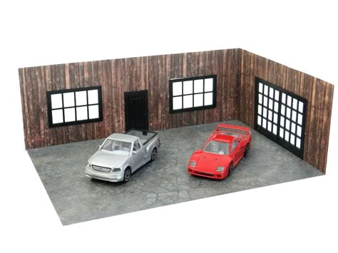 Scale 1:43 Diecast Car Models Display Auto Service Garage Models Diorama Model Kit ''wooden ...