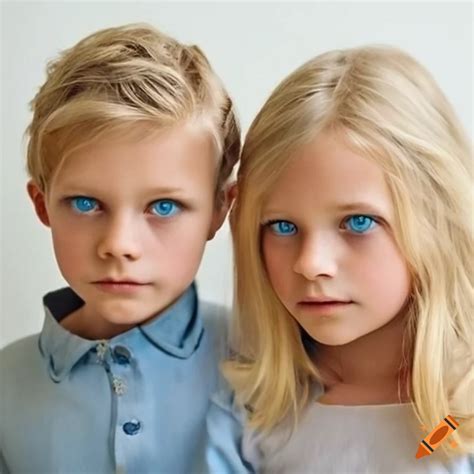 Siblings With Blonde Hair And Blue Eyes On Craiyon