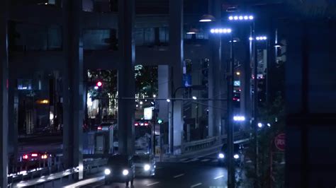 A Night Timelapse Of The Traffic Jam At The Urban Street In Tokyo Long