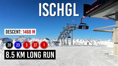 Skiing Km Long Run Via Pistes In Ischgl Samnaun