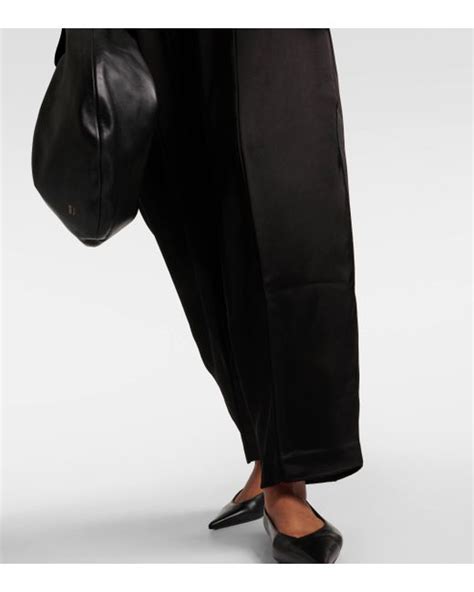 Co High Rise Satin Crepe Wide Leg Pants In Black Lyst UK