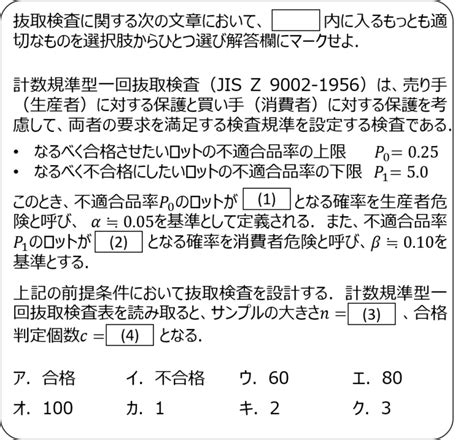 QC検定2級対策 模擬問題 抜取検査編 QCとらのまき