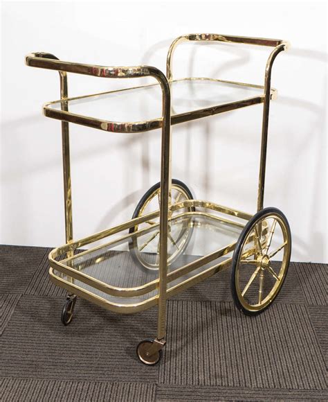 Mid Century Brass Tea Trolley Or Bar Cart After Milo Baughman For Sale