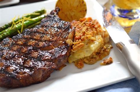 Grilled Ribeye Steaks With Chorizo And Potato Au Gratin Grilled