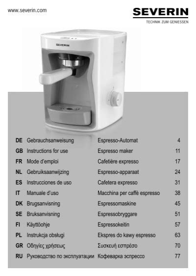 Severin KA 5993 Cafetière expresso Istruzioni d uso