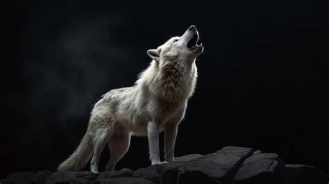 A wolf howling on a black background | Premium AI-generated image