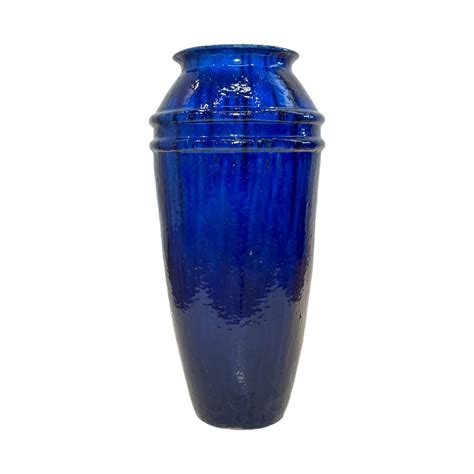 Vaso Vietnamita Cerâmica Importado Jakarta Azul Pequeno D33cm x A70cm