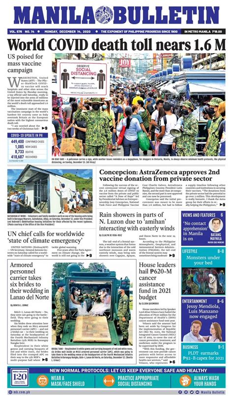 Manila Bulletin News On Twitter Manila Bulletin Headline For Today 12 14 2020