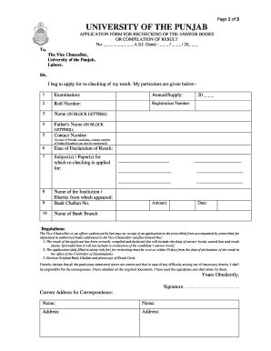 Fillable Online Pu Edu Application Form University Of The Punjab Pu