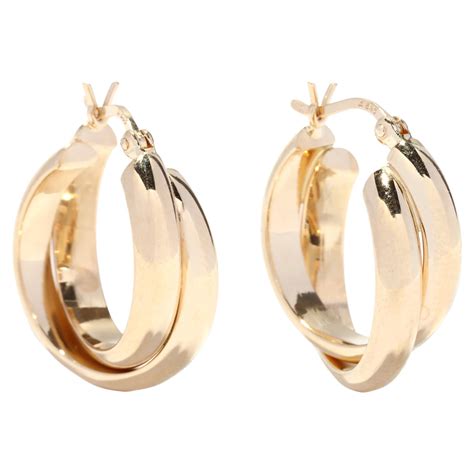 Modernist Gold Hoop Earrings At 1stdibs